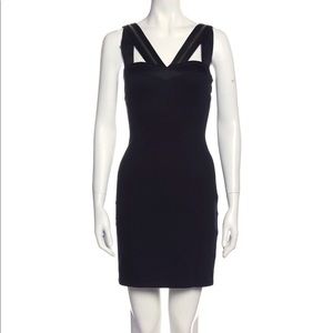Ted Baker Black V-Neck Mini Dress with Zipper Accent